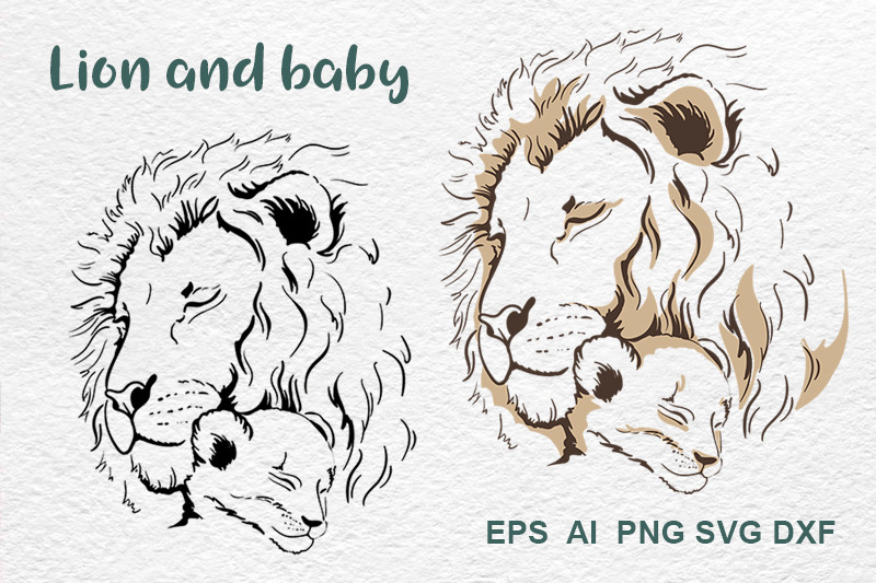 lions-father-and-baby-son-lion-svg