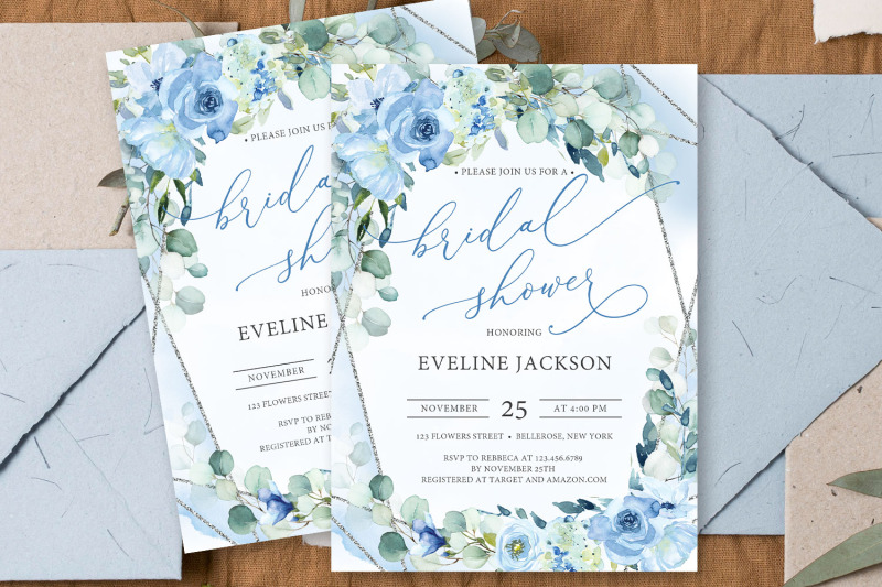 boho-dusty-blue-floral-and-silver-frame-bridal-shower-invitation-bloy