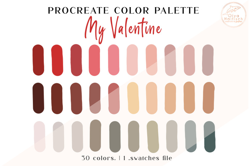 boho-procreate-color-palette-romantic-valentine-color-swatches