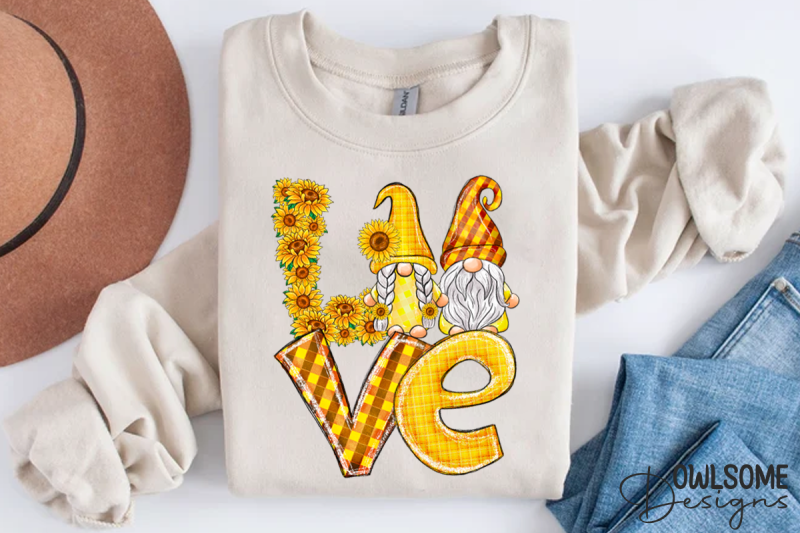 love-gnomes-sunflower-sublimation-png-design