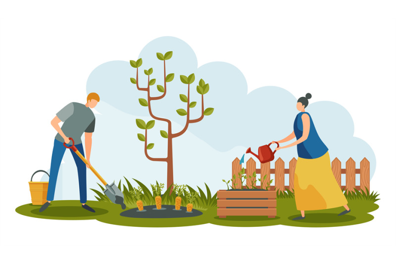 people-characters-working-in-garden-man-digging-carrot-with-shovel-w