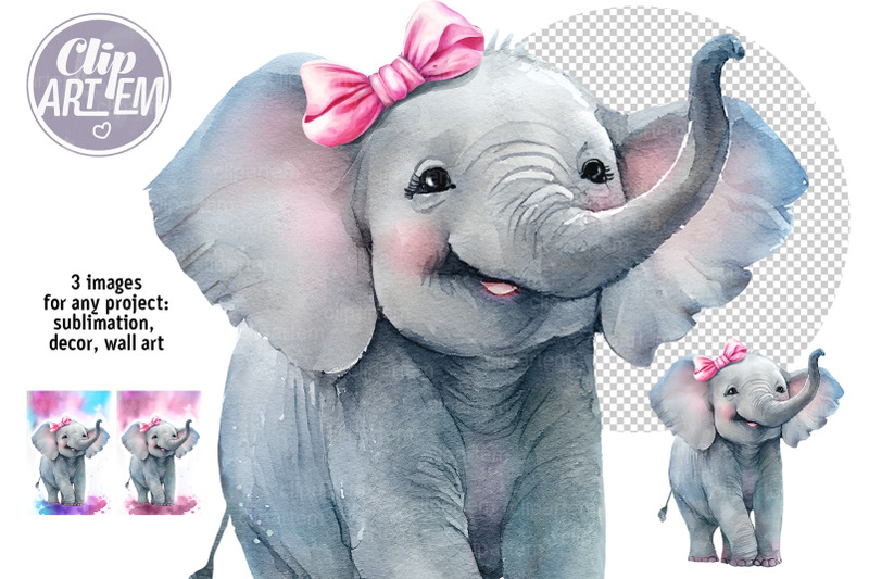 smiling-baby-girl-elephant-realistic-images-watercolor-pngs