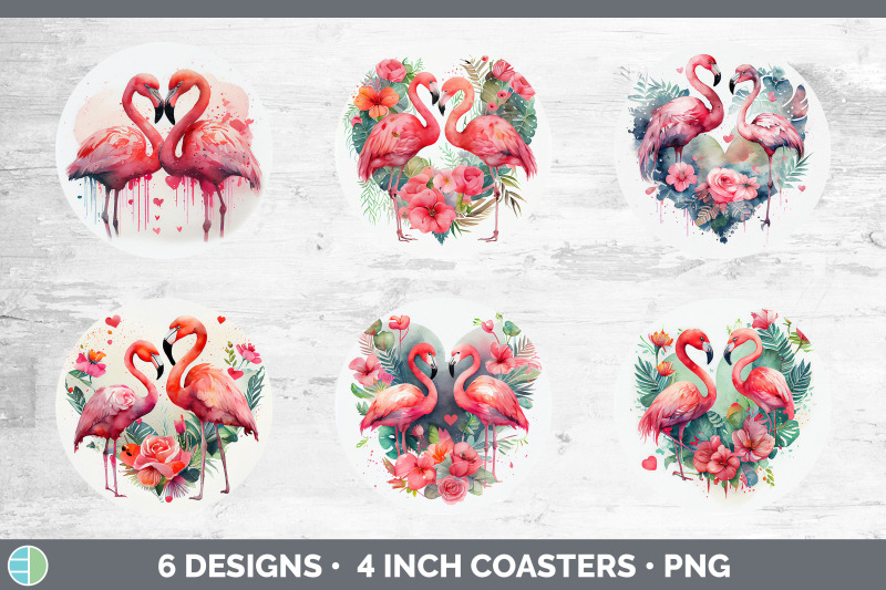 valentines-flamingo-round-coaster-sublimation-designs-bundle