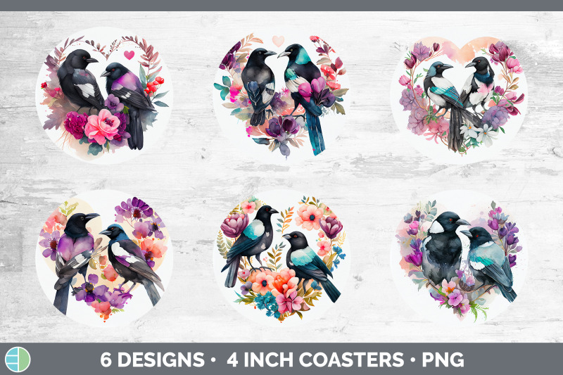 valentines-magpie-round-coaster-sublimation-designs-bundle