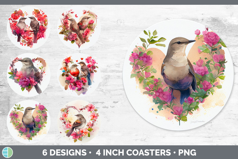 valentines-mockingbird-round-coaster-sublimation-designs-bundle