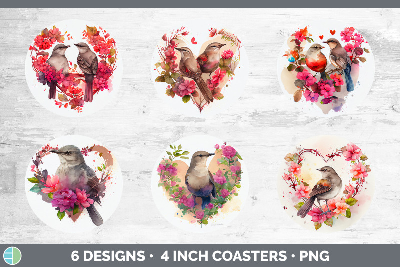 valentines-mockingbird-round-coaster-sublimation-designs-bundle