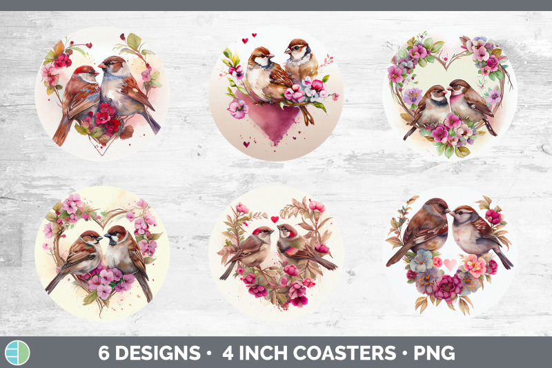 valentines-sparrow-round-coaster-sublimation-designs-bundle