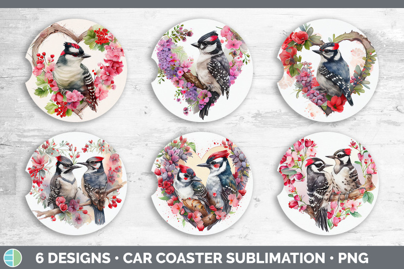 valentines-downy-woodpecker-car-coaster-sublimation-designs-bundle