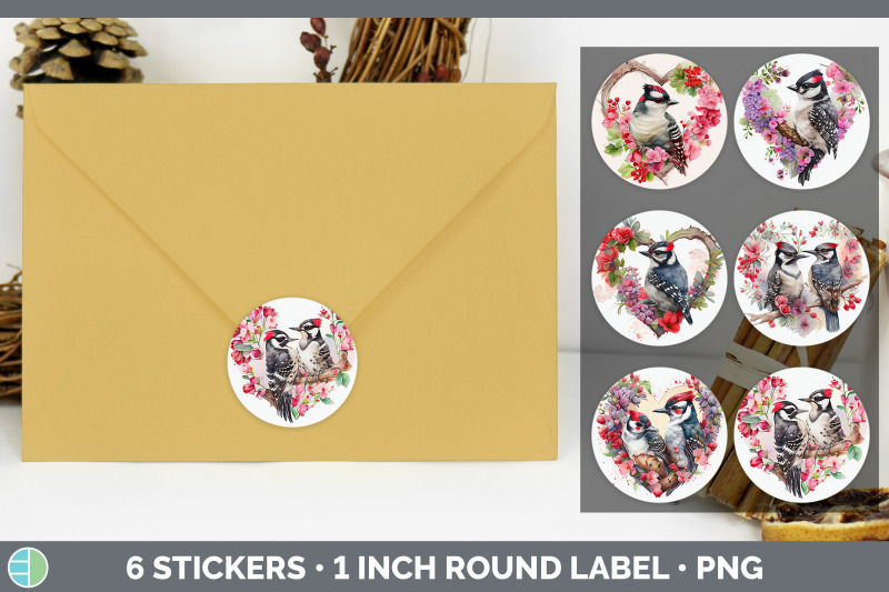 valentines-downy-woodpecker-stickers-sticker-1in-round-labels-png-de