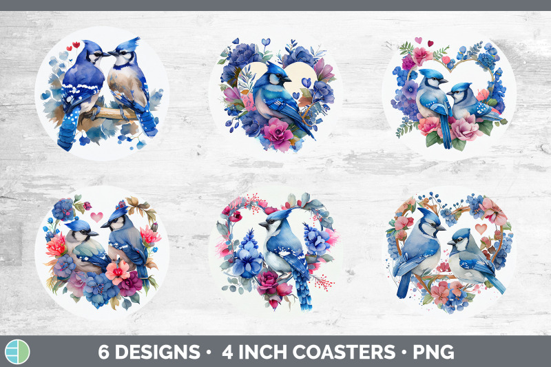 valentines-blue-jay-round-coaster-sublimation-designs-bundle