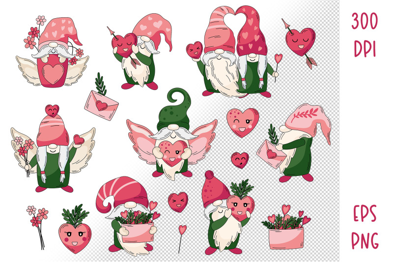 17-valentine-gnomes-clipart-valentine-gnome-sublimation