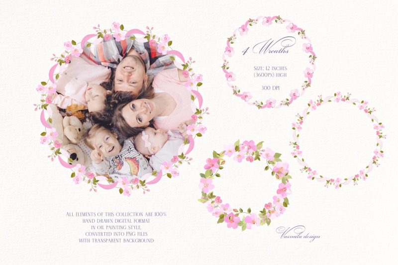 pink-flower-borders-wreaths-and-frames