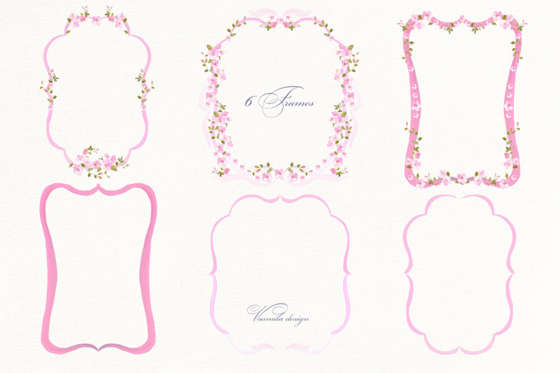 pink-flower-borders-wreaths-and-frames
