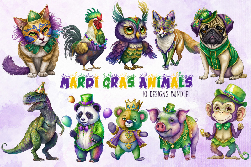 mardi-gras-animal-cliparts-bundle