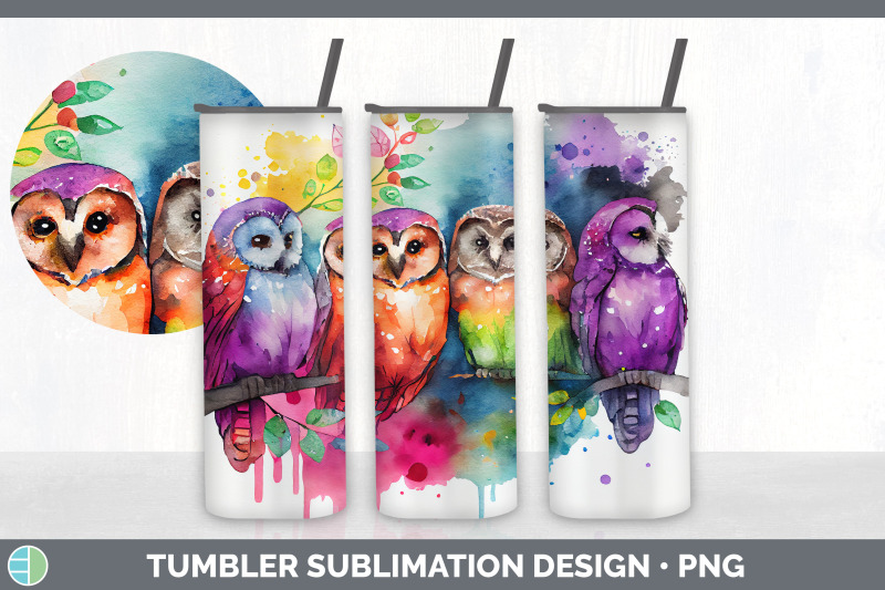rainbow-owl-tumbler-sublimation-bundle