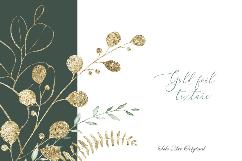 eucalyptus-leaves-green-and-gold-elements-watercolor-set