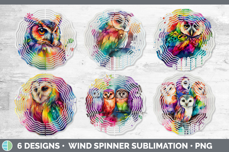 rainbow-owl-wind-spinner-sublimation-designs-bundle