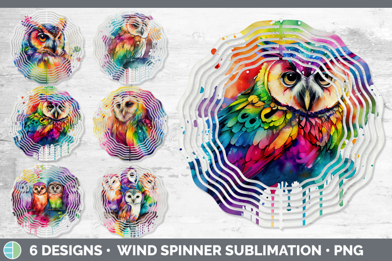rainbow-owl-wind-spinner-sublimation-designs-bundle