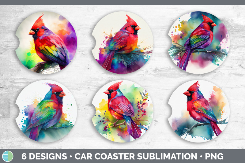 rainbow-cardinal-car-coaster-sublimation-designs-bundle