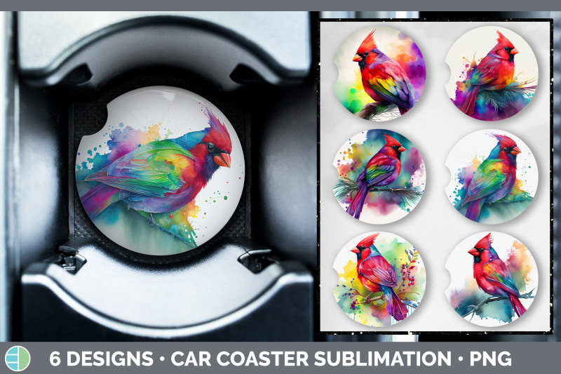 rainbow-cardinal-car-coaster-sublimation-designs-bundle