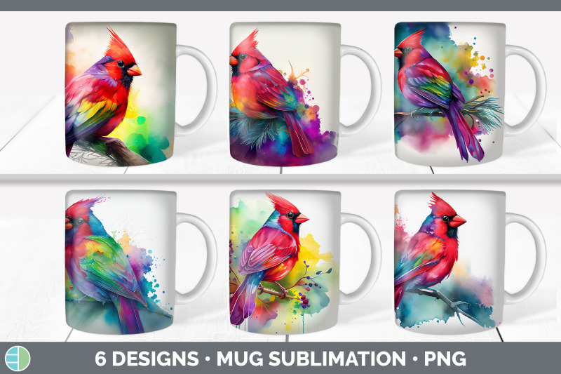 rainbow-cardinal-mug-sublimation-coffee-cup-background-png