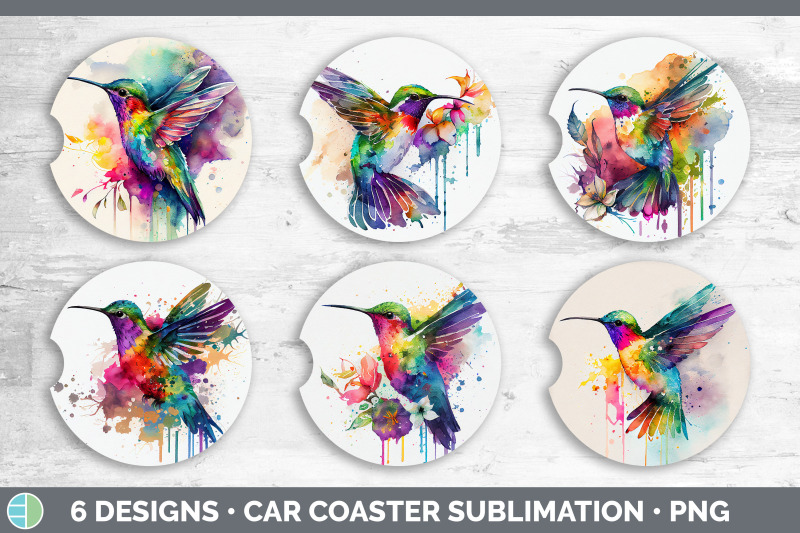 rainbow-hummingbird-car-coaster-sublimation-designs-bundle