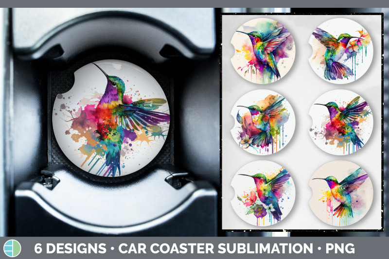 rainbow-hummingbird-car-coaster-sublimation-designs-bundle