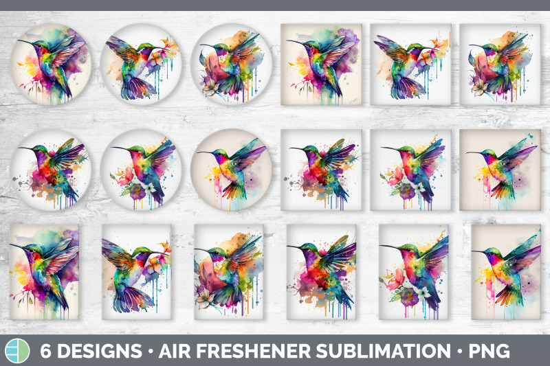 rainbow-hummingbird-air-freshener-sublimation-designs-bundle