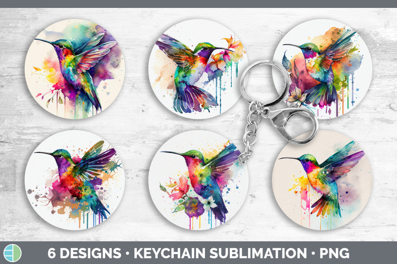 rainbow-hummingbird-keychain-bundle-keyring-sublimation-designs