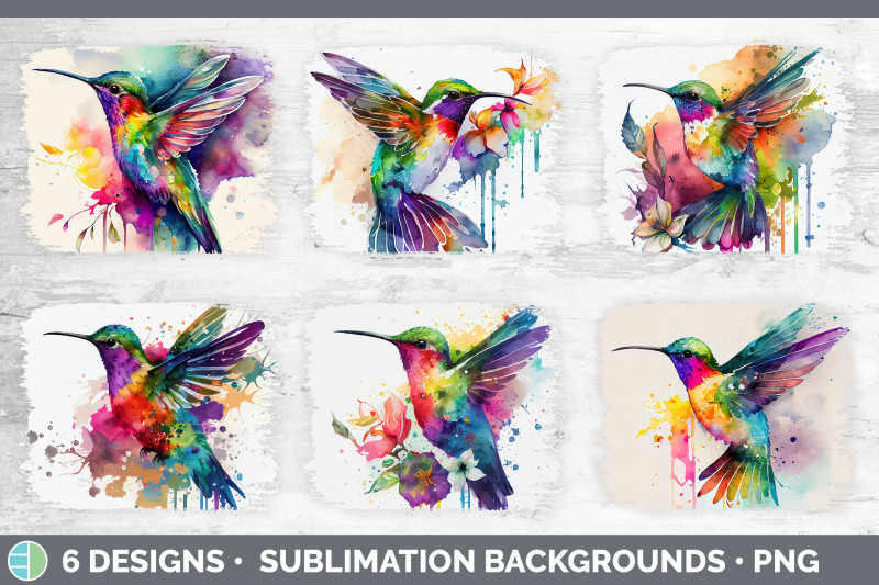 rainbow-hummingbird-distressed-sublimation-background-panel