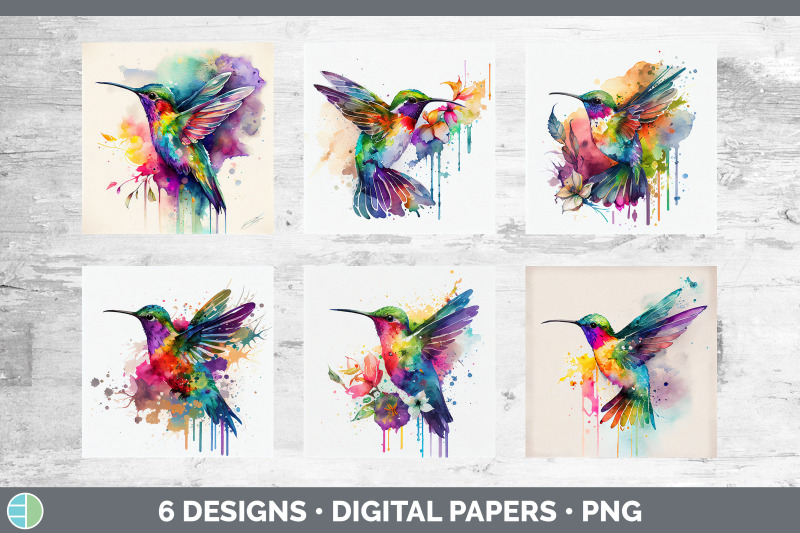 rainbow-hummingbird-backgrounds-digital-scrapbook-papers