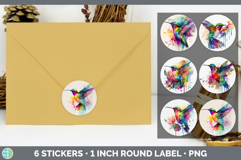 rainbow-hummingbird-stickers-sticker-1in-round-labels-png-designs