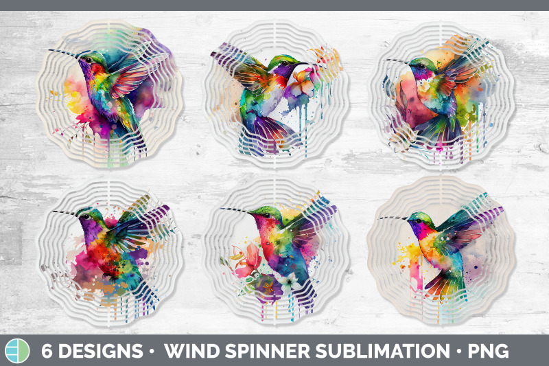 rainbow-hummingbird-wind-spinner-sublimation-designs-bundle