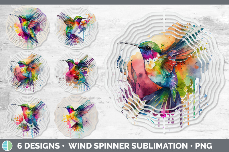 rainbow-hummingbird-wind-spinner-sublimation-designs-bundle