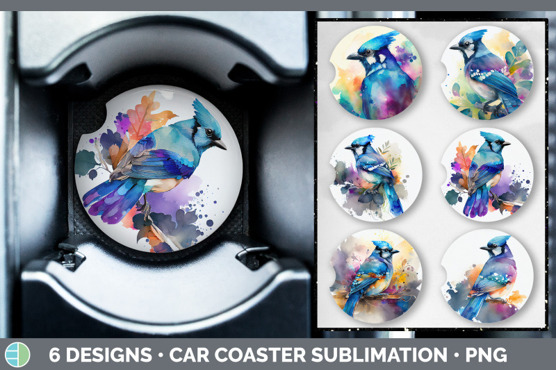 rainbow-blue-jay-car-coaster-sublimation-designs-bundle