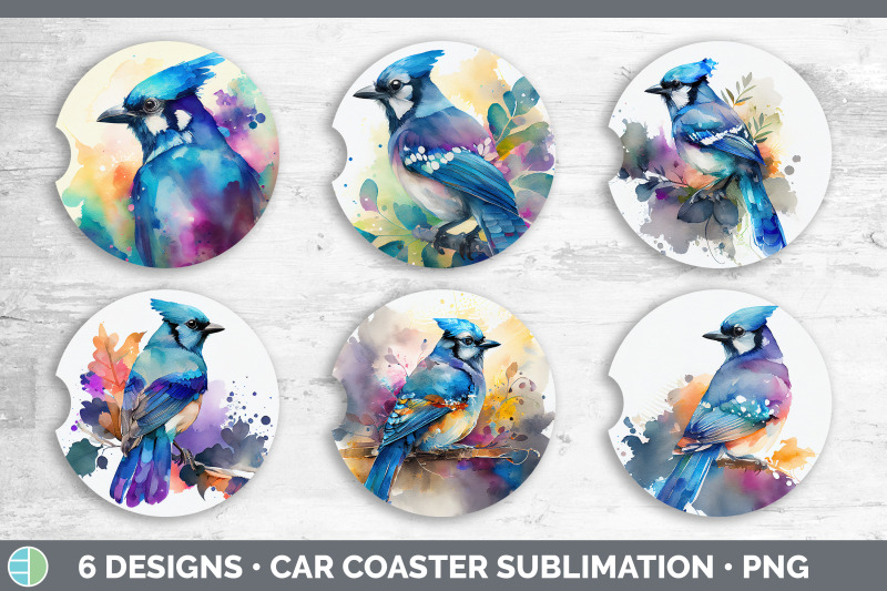 rainbow-blue-jay-car-coaster-sublimation-designs-bundle