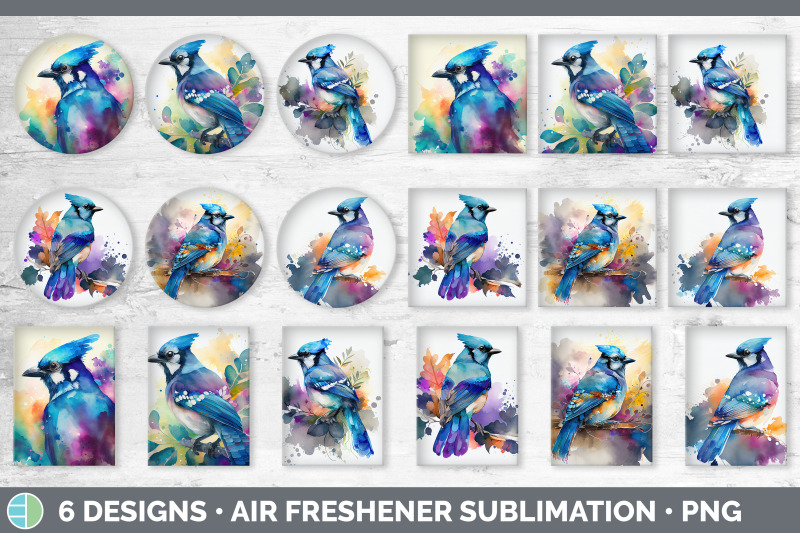 rainbow-blue-jay-air-freshener-sublimation-designs-bundle