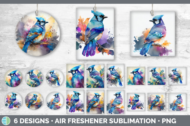 rainbow-blue-jay-air-freshener-sublimation-designs-bundle