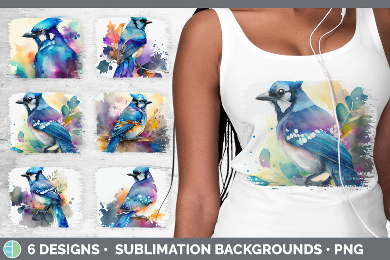 rainbow-blue-jay-distressed-sublimation-background-panel