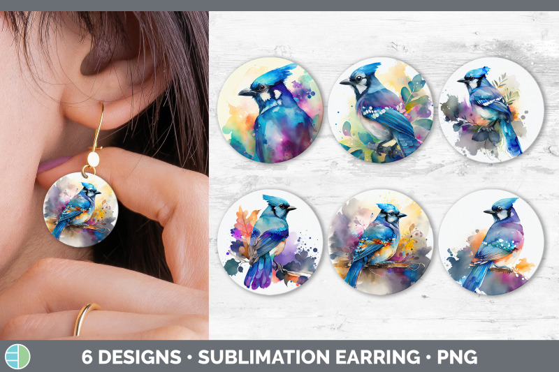 rainbow-blue-jay-round-earring-sublimation-designs-bundle