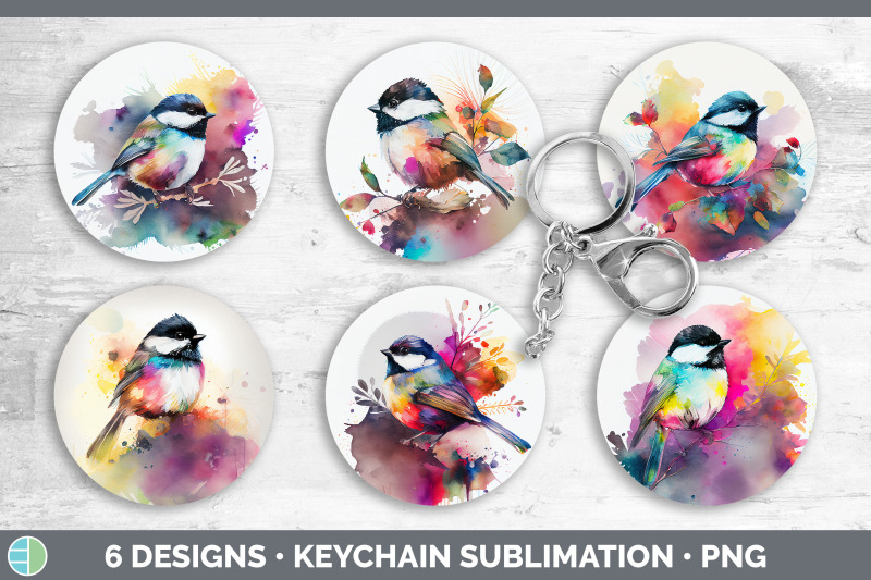 rainbow-chickadee-keychain-bundle-keyring-sublimation-designs