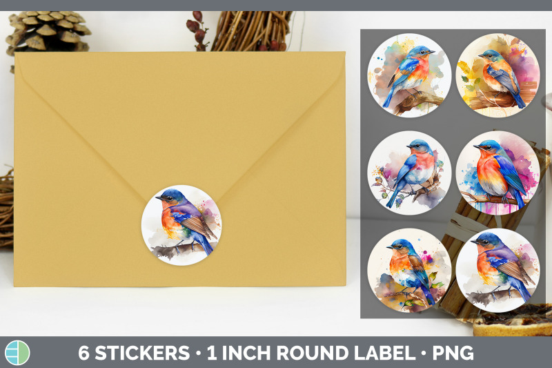 rainbow-bluebird-stickers-sticker-1in-round-labels-png-designs