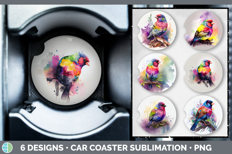 rainbow-finch-car-coaster-sublimation-designs-bundle