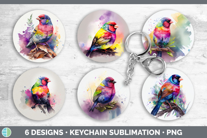 rainbow-finch-keychain-bundle-keyring-sublimation-designs