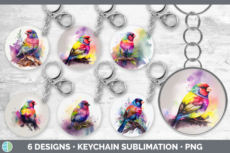 rainbow-finch-keychain-bundle-keyring-sublimation-designs