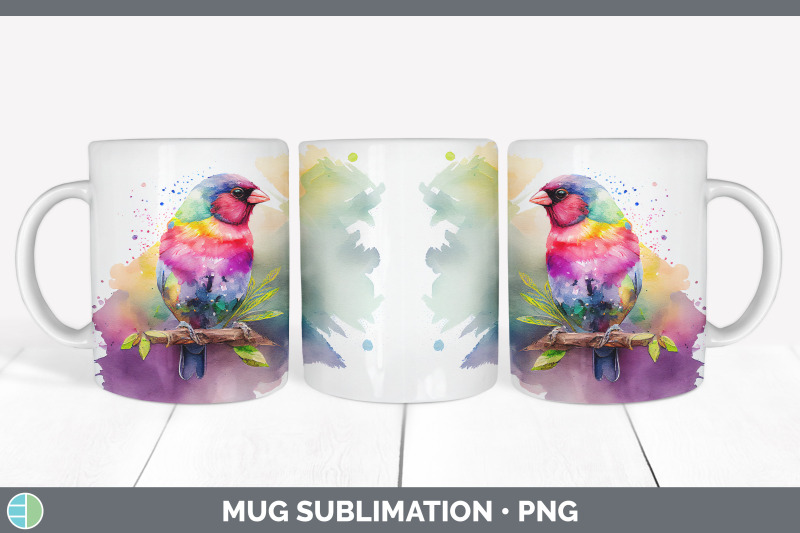 rainbow-finch-mug-sublimation-coffee-cup-background-png