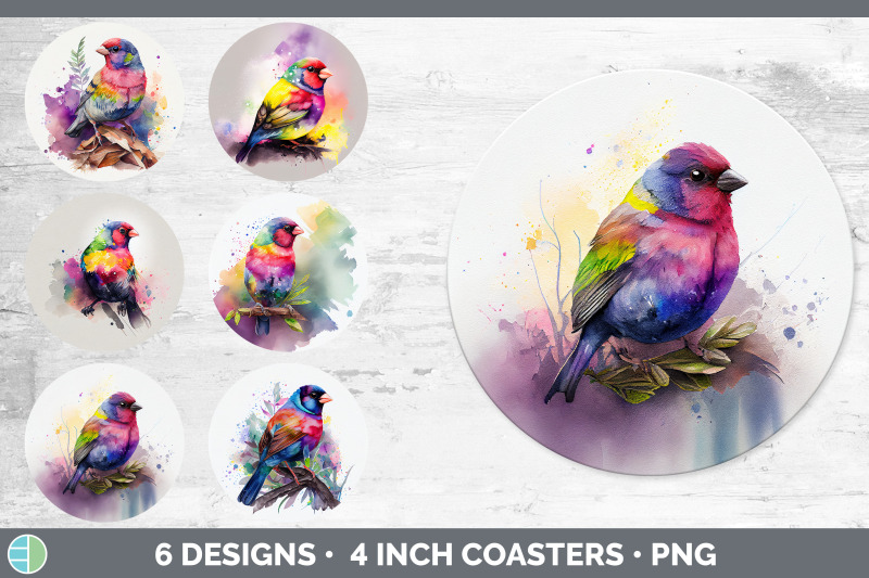 rainbow-finch-round-coaster-sublimation-designs-bundle