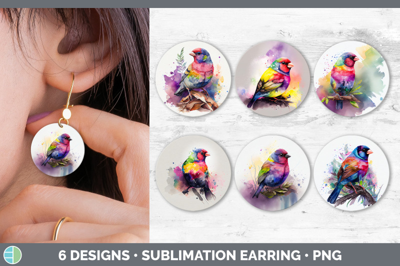 rainbow-finch-round-earring-sublimation-designs-bundle