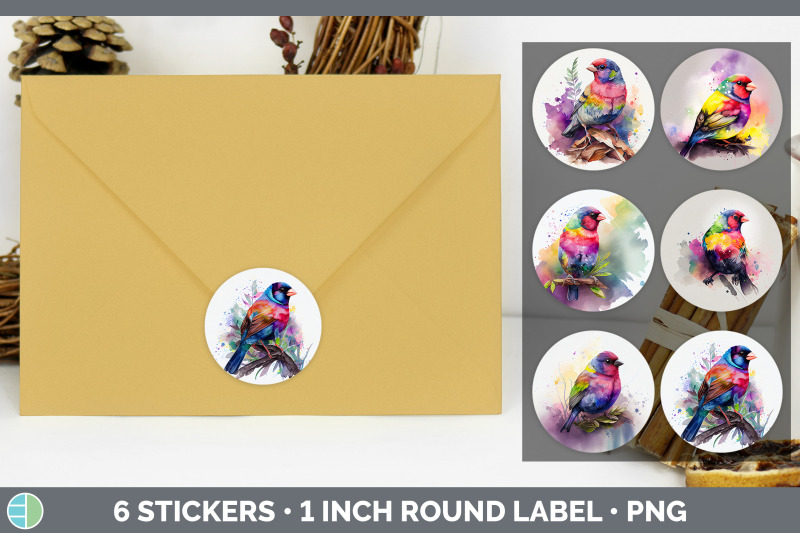 rainbow-finch-stickers-sticker-1in-round-labels-png-designs