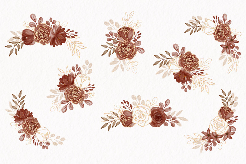 maroon-watercolor-floral-with-gold-glitter
